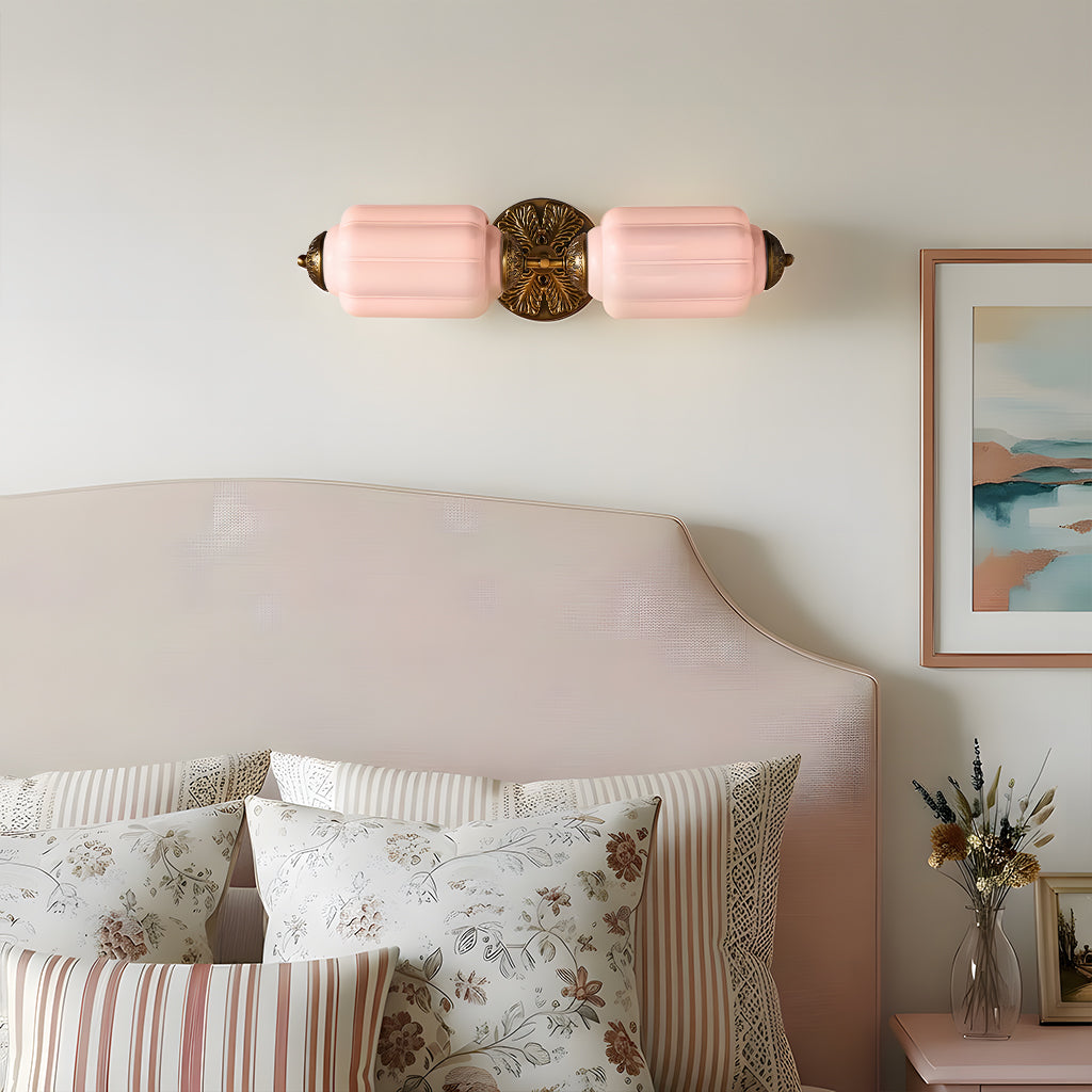 Vintage Art Deco Milk Glass Eloise Vanity Light Fixture