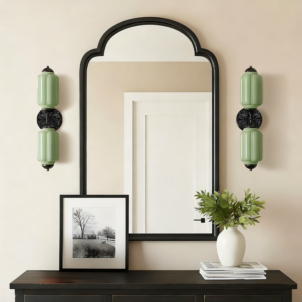 Vintage Art Deco Milk Glass Eloise Vanity Light Fixture