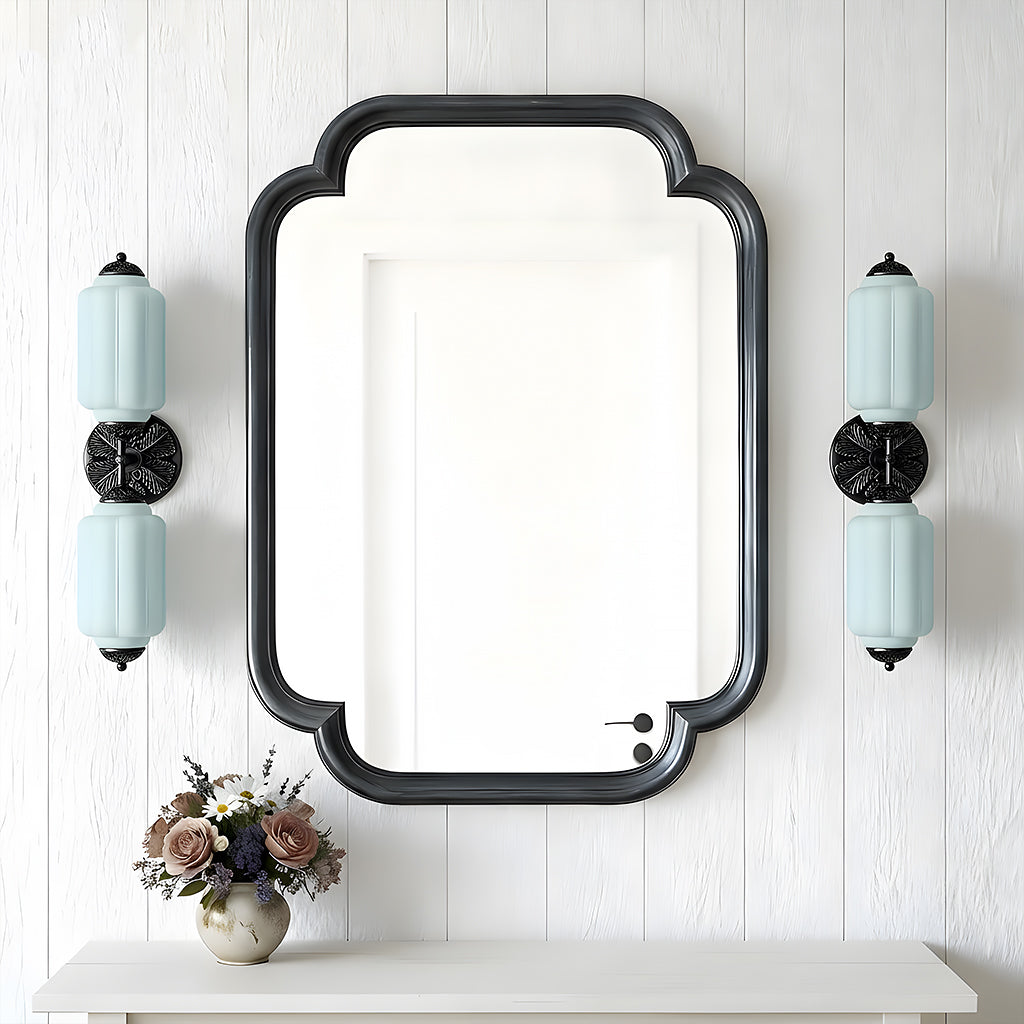 Vintage Art Deco Milk Glass Eloise Vanity Light Fixture