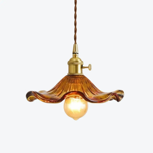 Viren Vintage Wavy Flower Glass Pendant Light