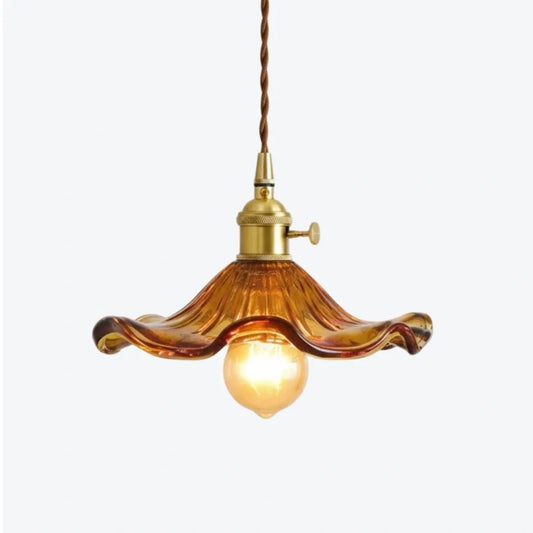 Viren Vintage Wavy Flower Glass Pendant Light