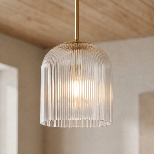 Suspension Vireo Farmhouse Cooper en verre côtelé 