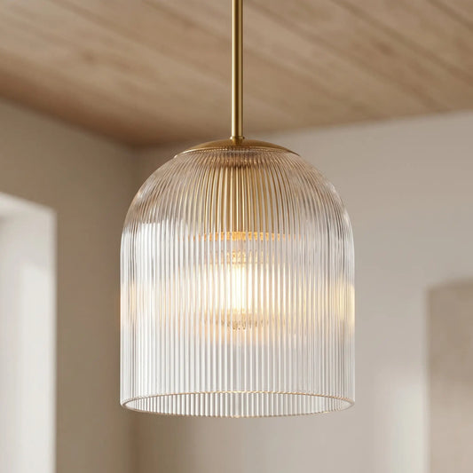 Suspension Vireo Farmhouse Cooper en verre côtelé 