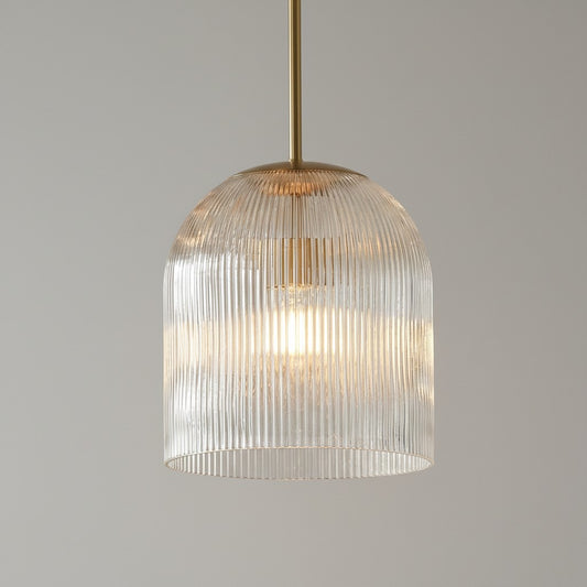 Vireo Farmhouse Cooper Ribbed Glass Pendant Light