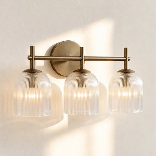 Vireo Farmhouse Copper Ribbed Glass Wall Sconce