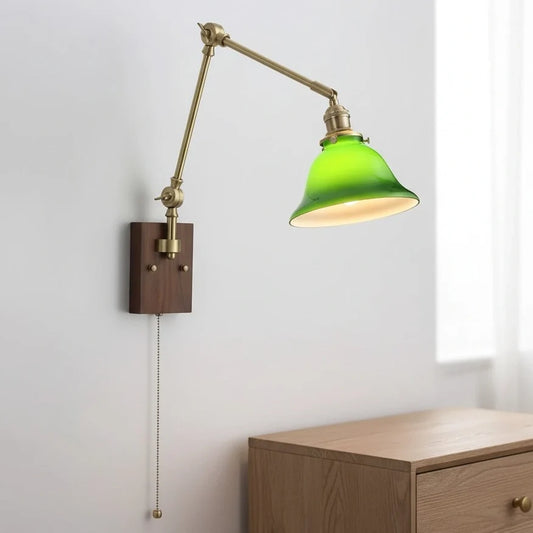 Merritt Modern Walnut Brass Swing Arm Wall Sconce