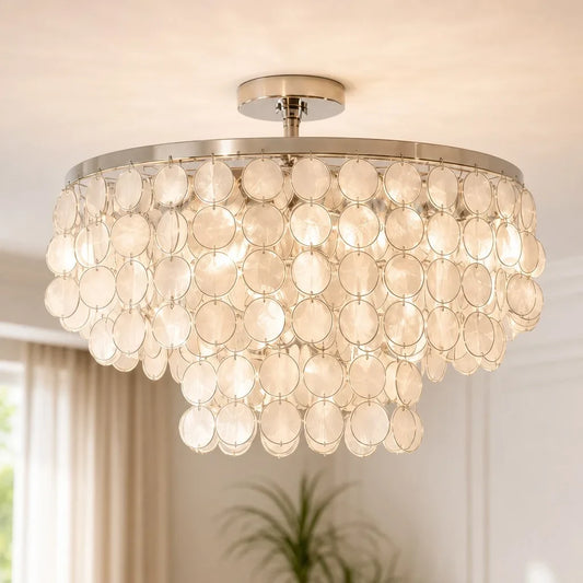 Odette Glam Capiz Shell Semi Flush Ceiling Light