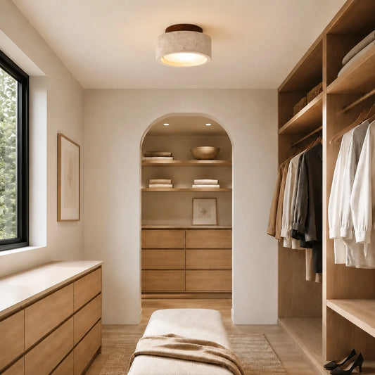 Myrtleia Wabi Sabi Cylindrical Travertine Ceiling Light