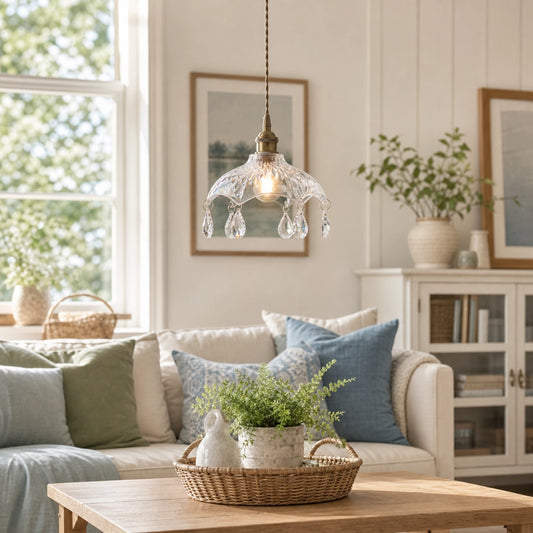 Winifred Vintage Crystal Bowl Shade Pendant Light