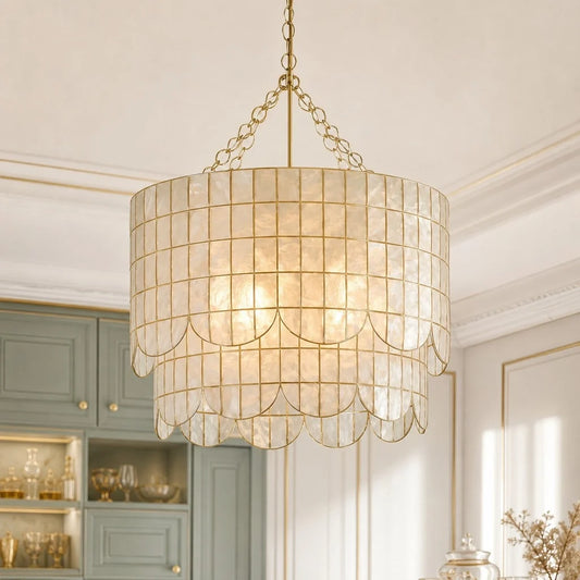 Camille Luxury Capiz Shell Drum Chandelier