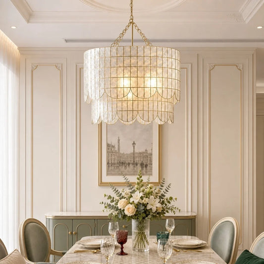 Camille Luxury Capiz Shell Drum Chandelier