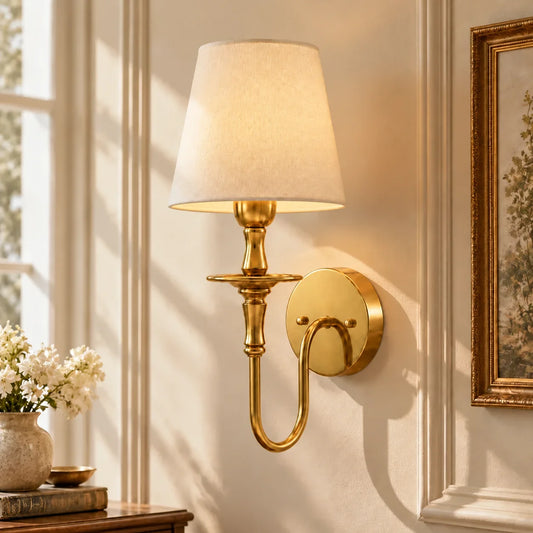 Xanthe Retro Classic Gold Curving Arm Wall Sconce