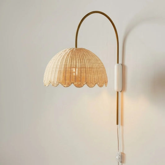 Zara Scalloped Rattan Bubble Sconce for Nurseries