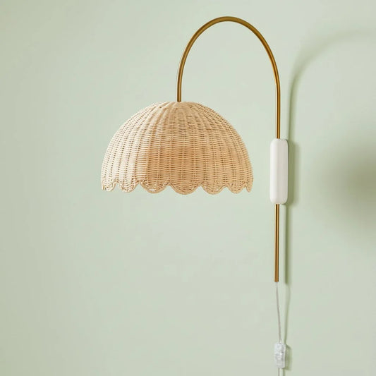 Zara Scalloped Rattan Bubble Sconce for Nurseries