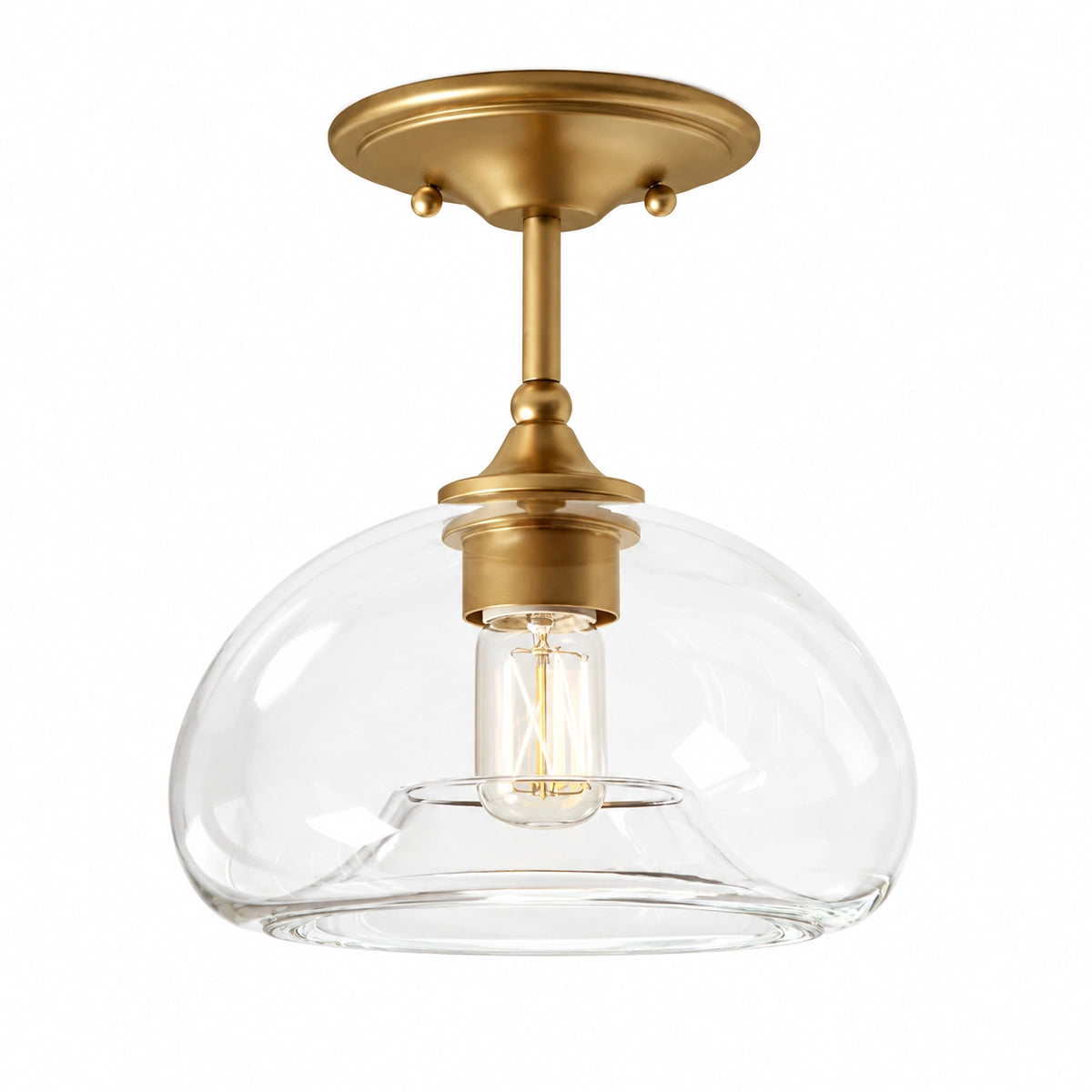 Zinnia Farmhouse Clear Glass Semi-flush Mount Ceiling Light
