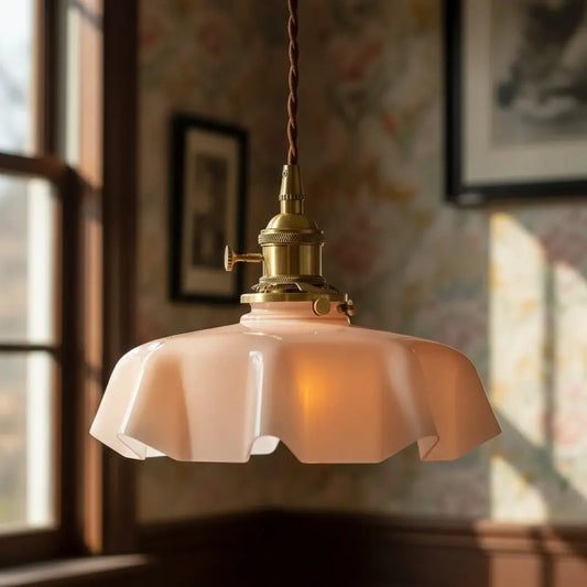 Zylen Vintage Cream Flower Glass Pendant Light