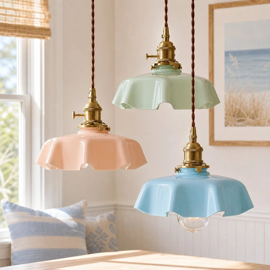 Zylen Vintage Cream Flower Glass Pendant Light