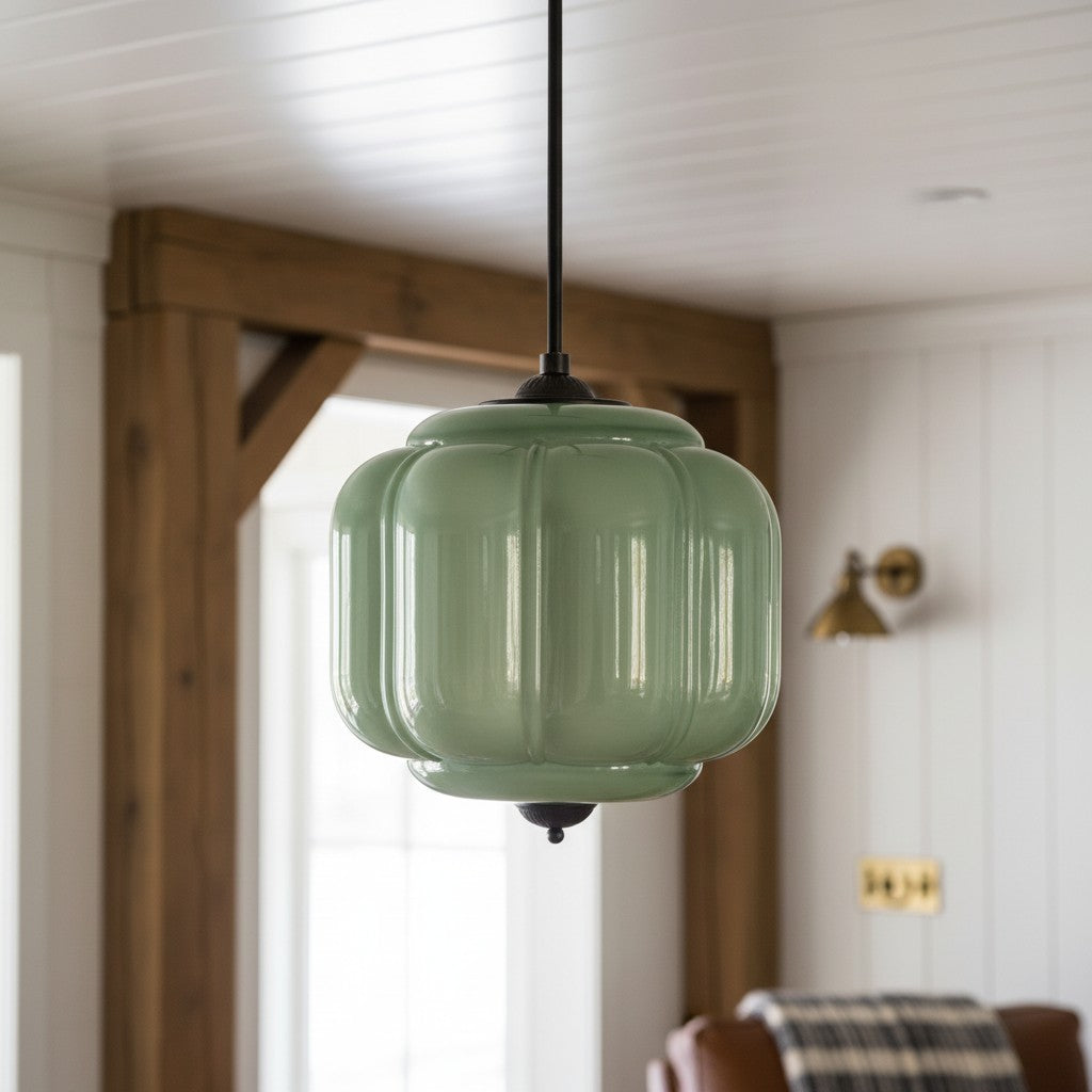 Vintage Milk Glass Oiled Brass Eloise Pendant Light | Lucia Living