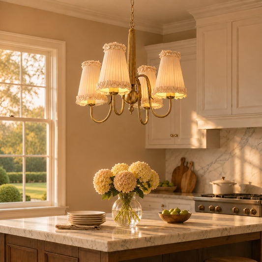 Colburn Vintage Pleated Fabric Elegant Chandelier