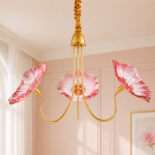 Fiorenza Vintage Ribbed Art Glass Flower Chandelier
