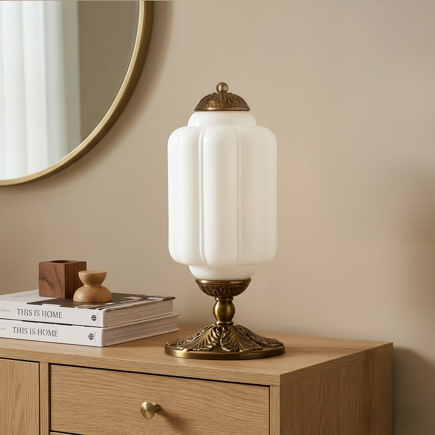 Lumi French Retro Cream Glass Textured Eloise Table Lamp