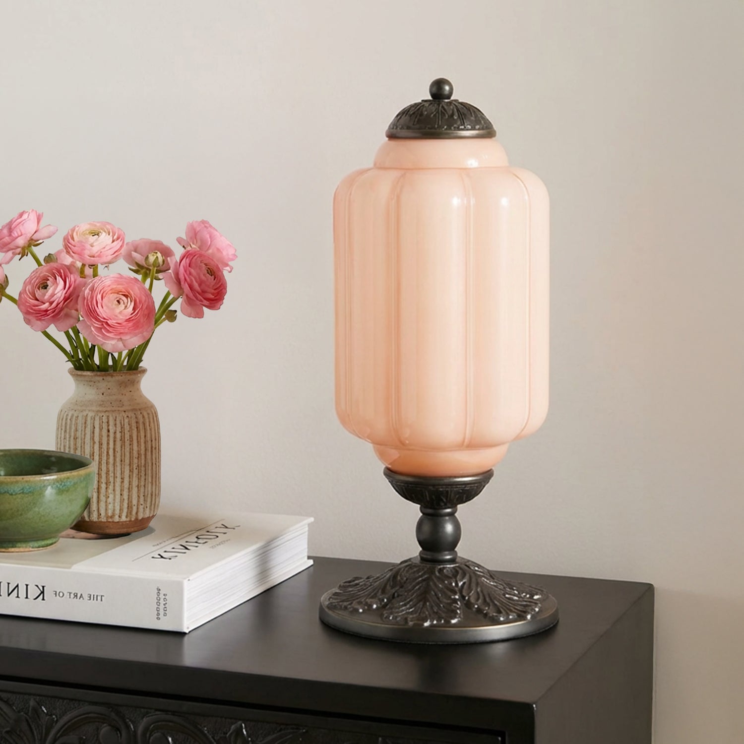 Lumi French Retro Cream Glass Textured Eloise Table Lamp