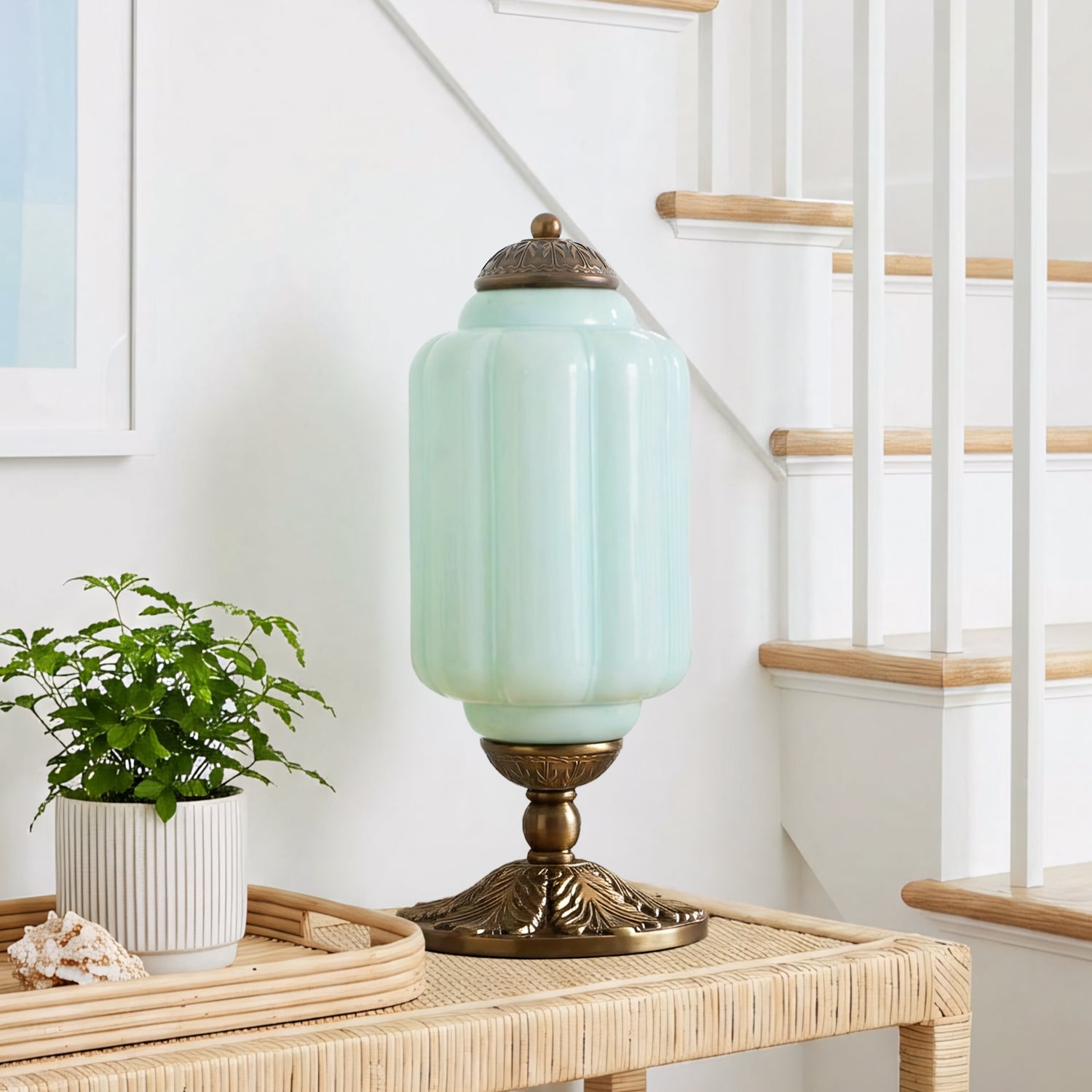 Lumi French Retro Cream Glass Textured Eloise Table Lamp