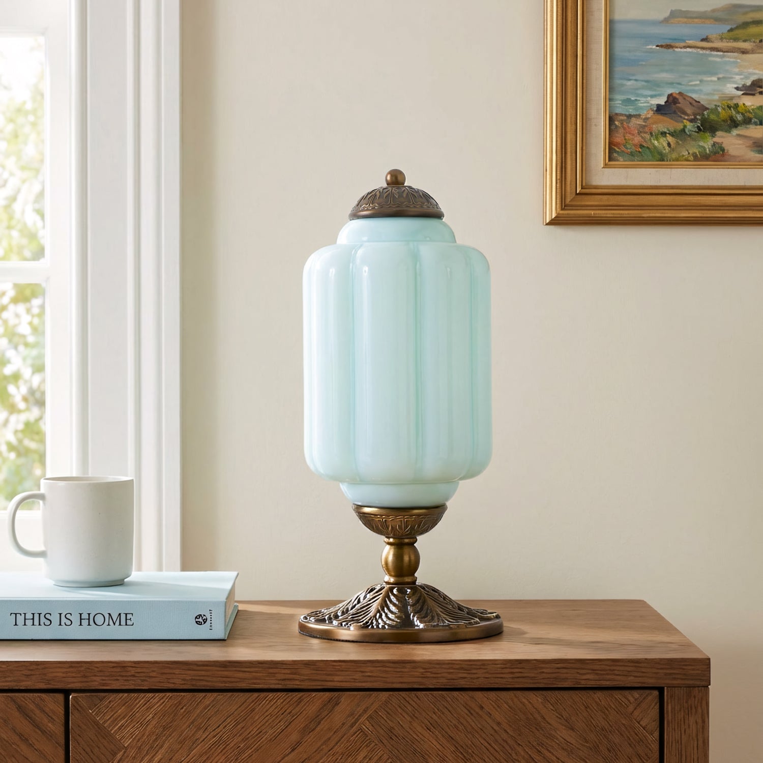 Lumi French Retro Cream Glass Textured Eloise Table Lamp