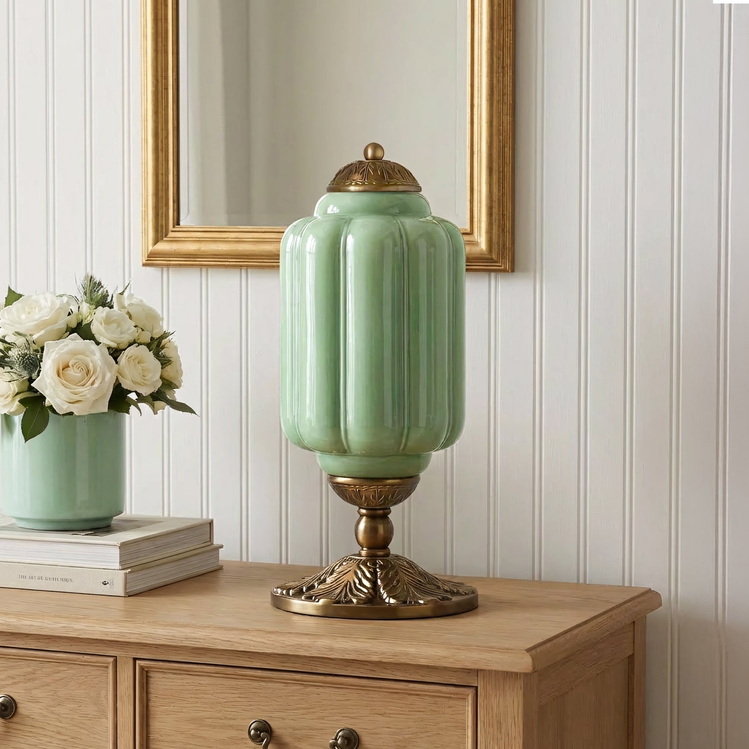 Lumi French Retro Cream Glass Textured Eloise Table Lamp