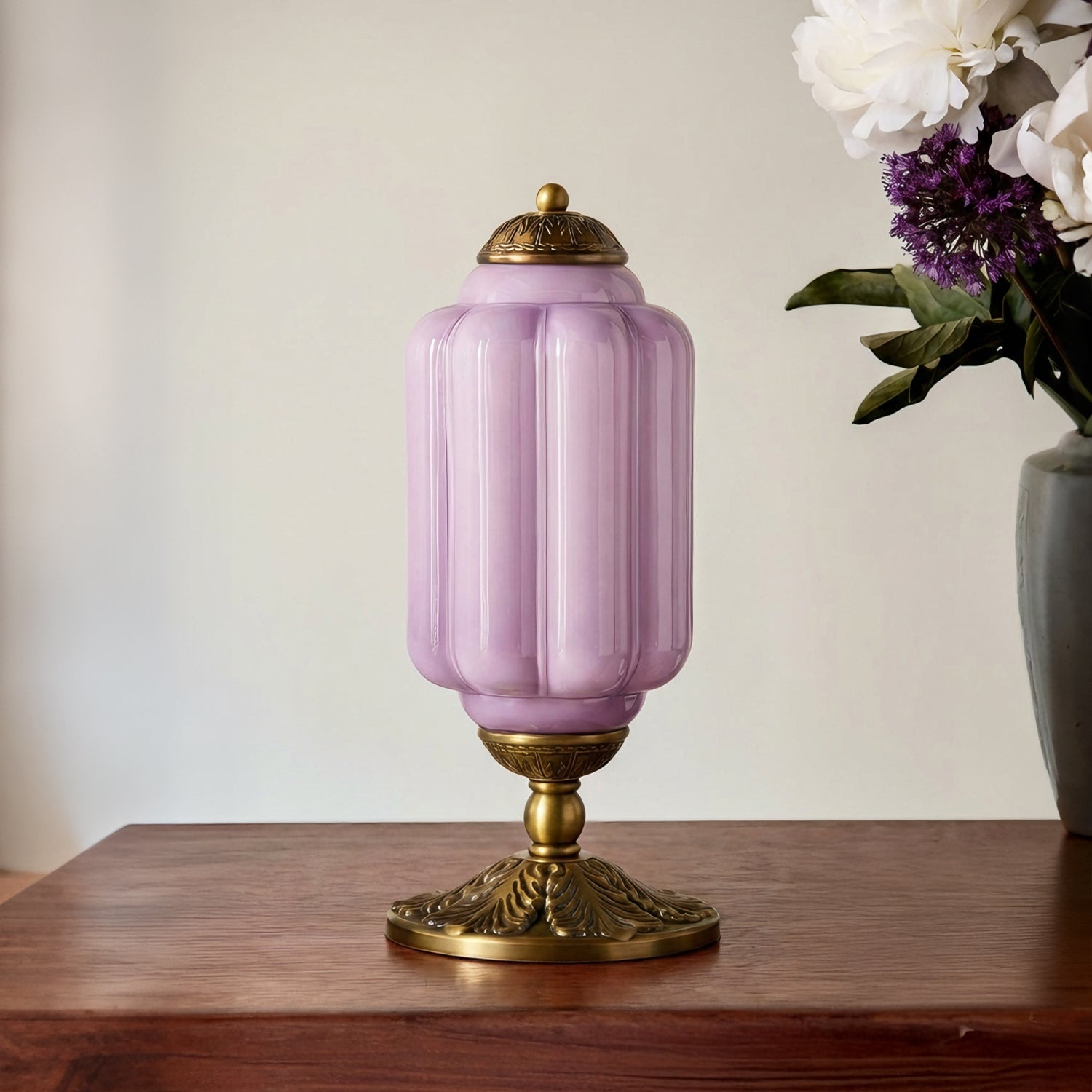 Lumi French Retro Cream Glass Textured Eloise Table Lamp