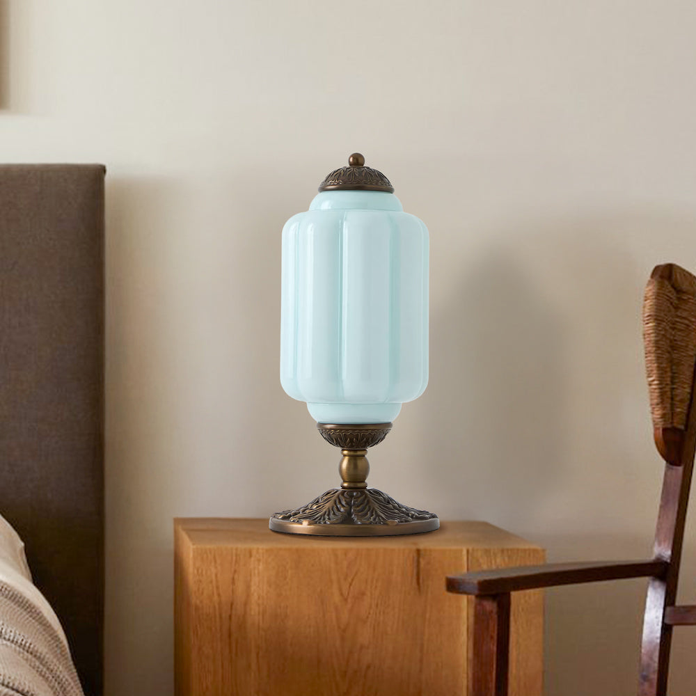 Lumi French Retro Cream Glass Textured Eloise Table Lamp