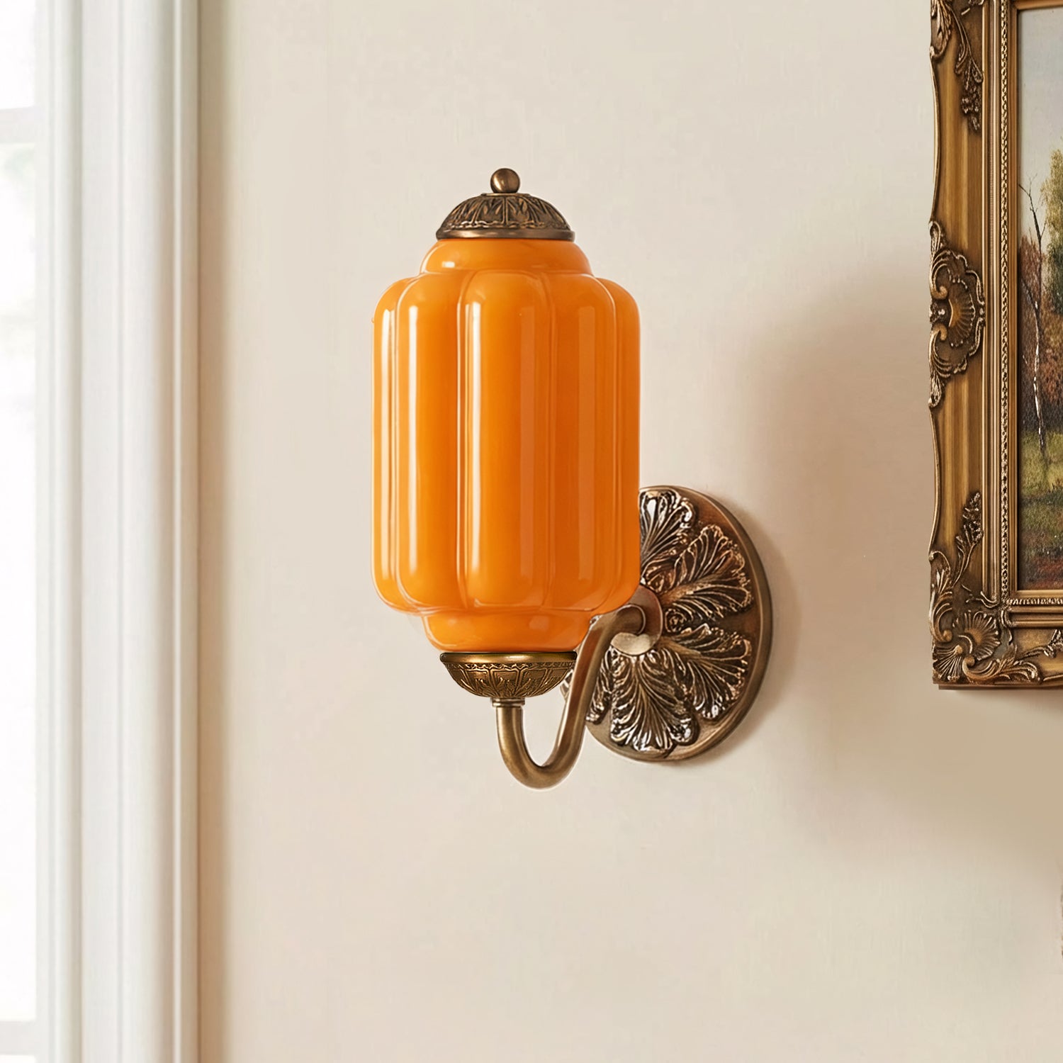 Lumi Vintage Milk Glass Oiled Brass Eloise Sconce