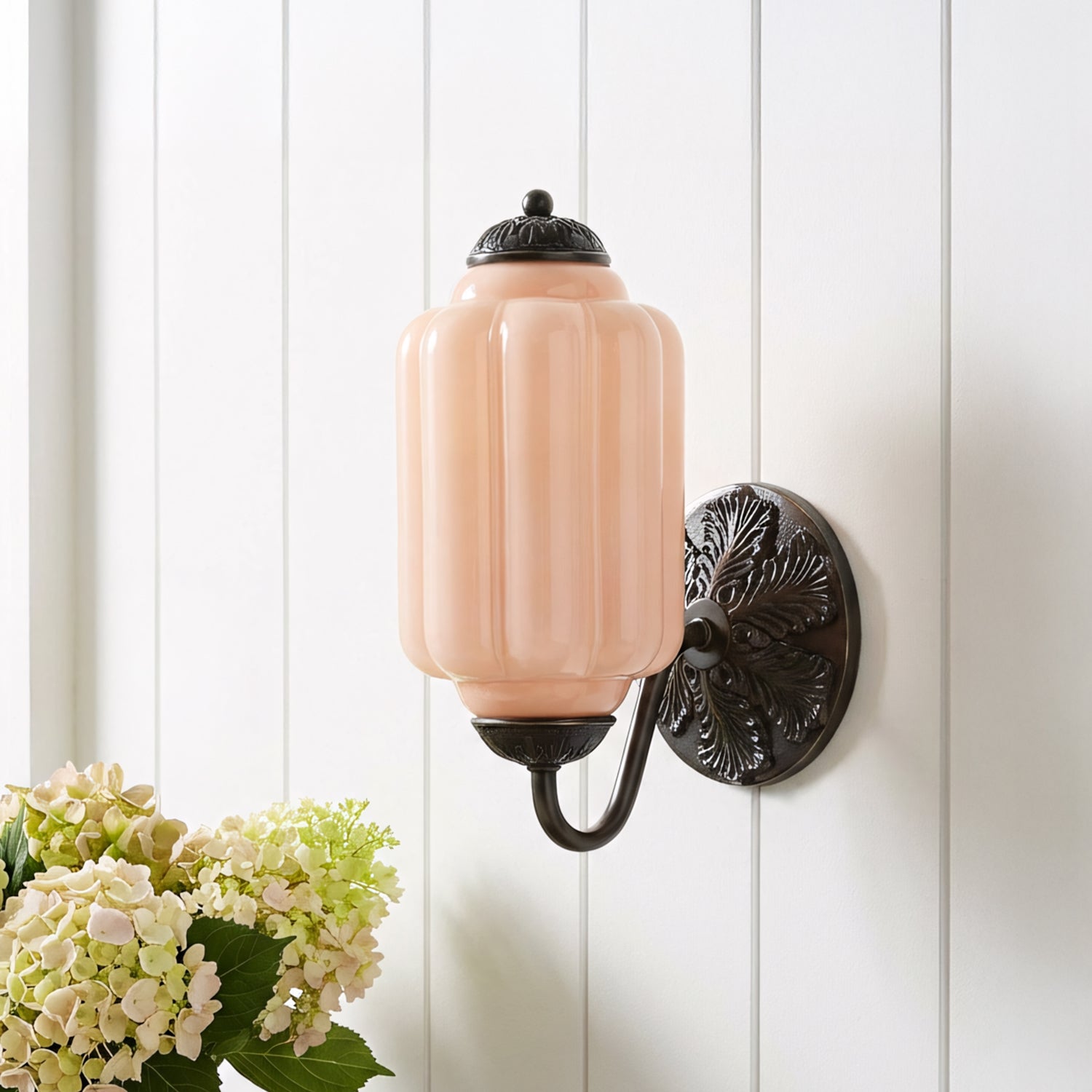 Lumi Vintage Milk Glass Oiled Brass Eloise Sconce