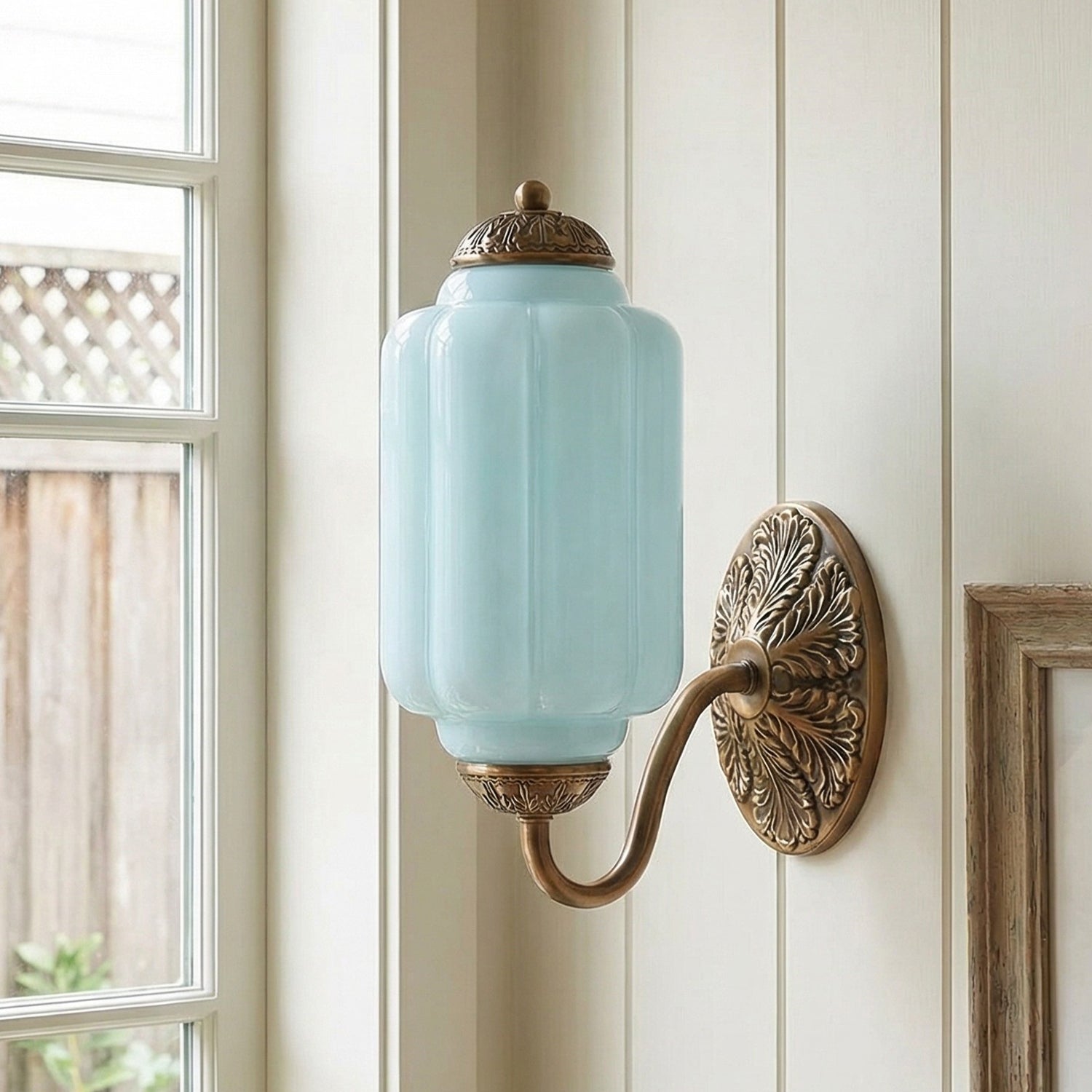 Lumi Vintage Milk Glass Oiled Brass Eloise Sconce