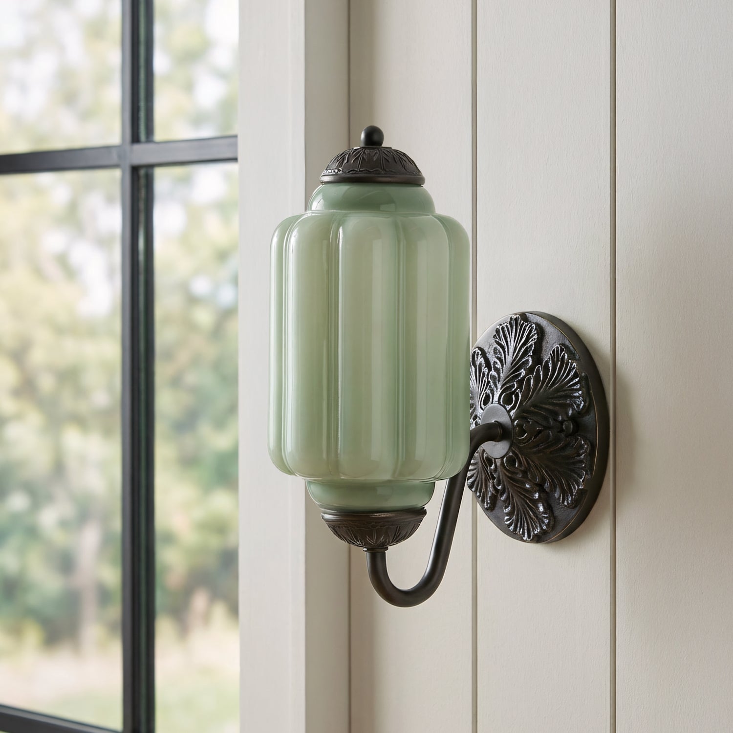 Lumi Vintage Milk Glass Oiled Brass Eloise Sconce