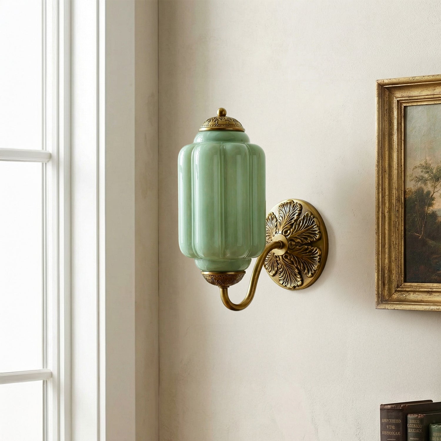 Lumi Vintage Milk Glass Oiled Brass Eloise Sconce