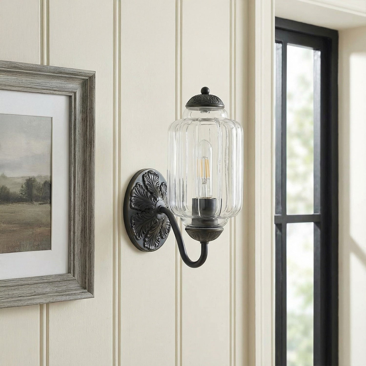 Lumi Vintage Milk Glass Oiled Brass Eloise Sconce
