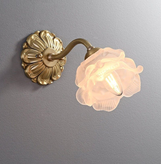 Art Nouveau Floral Frosted Glass Wall Sconce