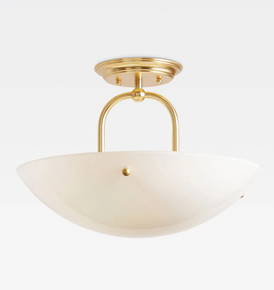 Elowyn Modern Glass Bowl Semi Flush Mount Light