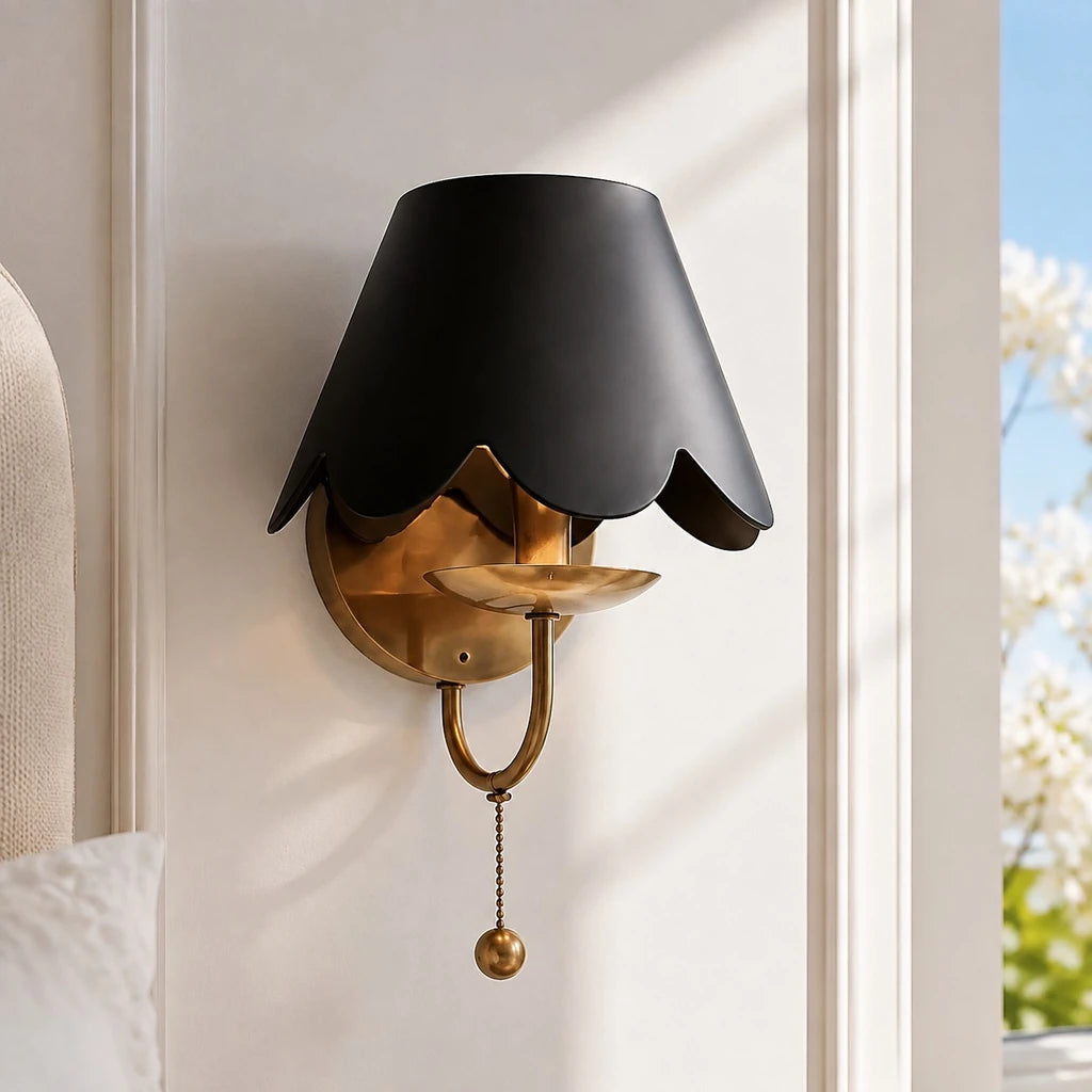 Nessa Mid-Century Petal Metal Wall Sconce - Chocolate Brown & Aged Brass product cover