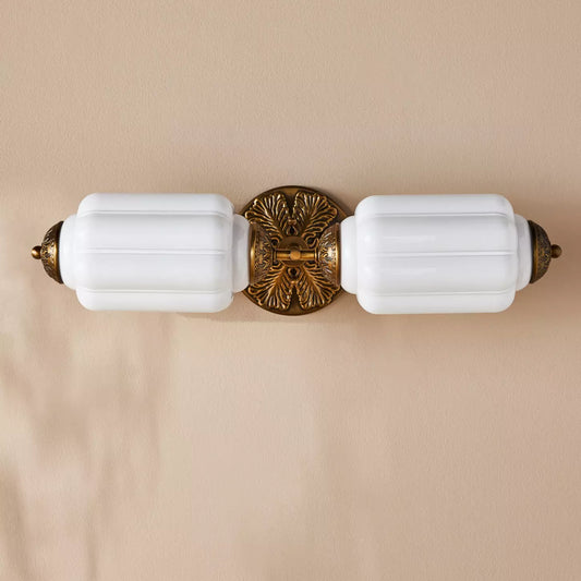 Vintage Art Deco Milk Glass Eloise Vanity Light Fixture