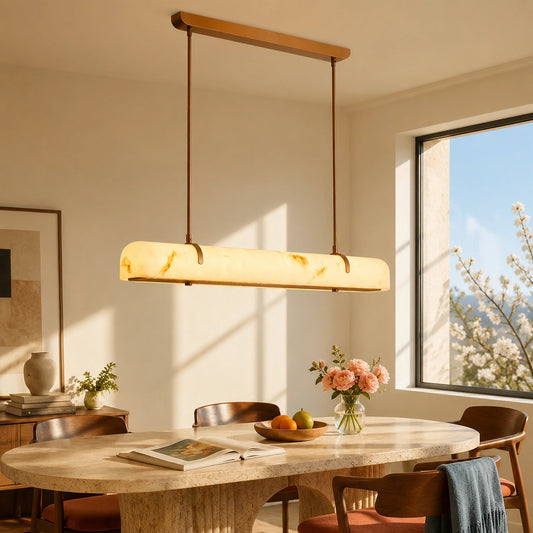 Marielle Modern Linear Veined White Glass Pendant Light
