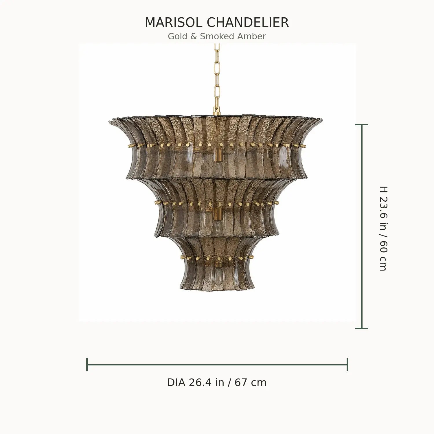 Marisol chandelier dimensions: 26.4 inches diameter by 23.6 inches high