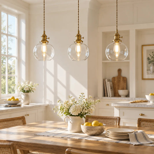 Porphyrion Mini Retro Brass Clear Glass Pendant Light