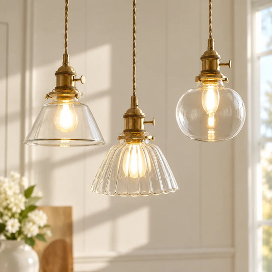 Porphyrion Mini Retro Brass Clear Glass Pendant Light