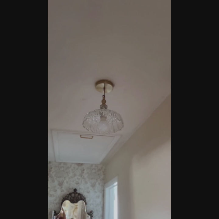 Sylvie Vintage Glass Brass Flower Pendant Light