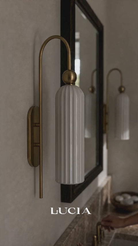 Azura Antique Cylinder Vertical Ribbed Glass Wall Sconce