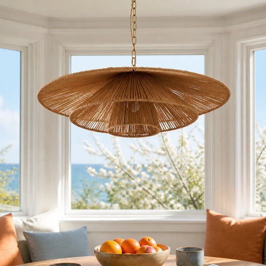 Samira Layered Hemp Rope Three Tier Chandelier