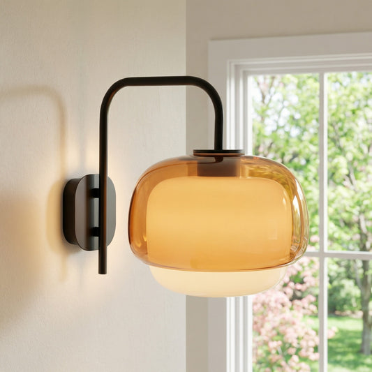 Sanae Modern Round Shade Colored Glass Wall Sconce