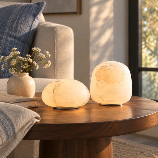 Vael Cordless Natural Alabaster Accent Table Lamp